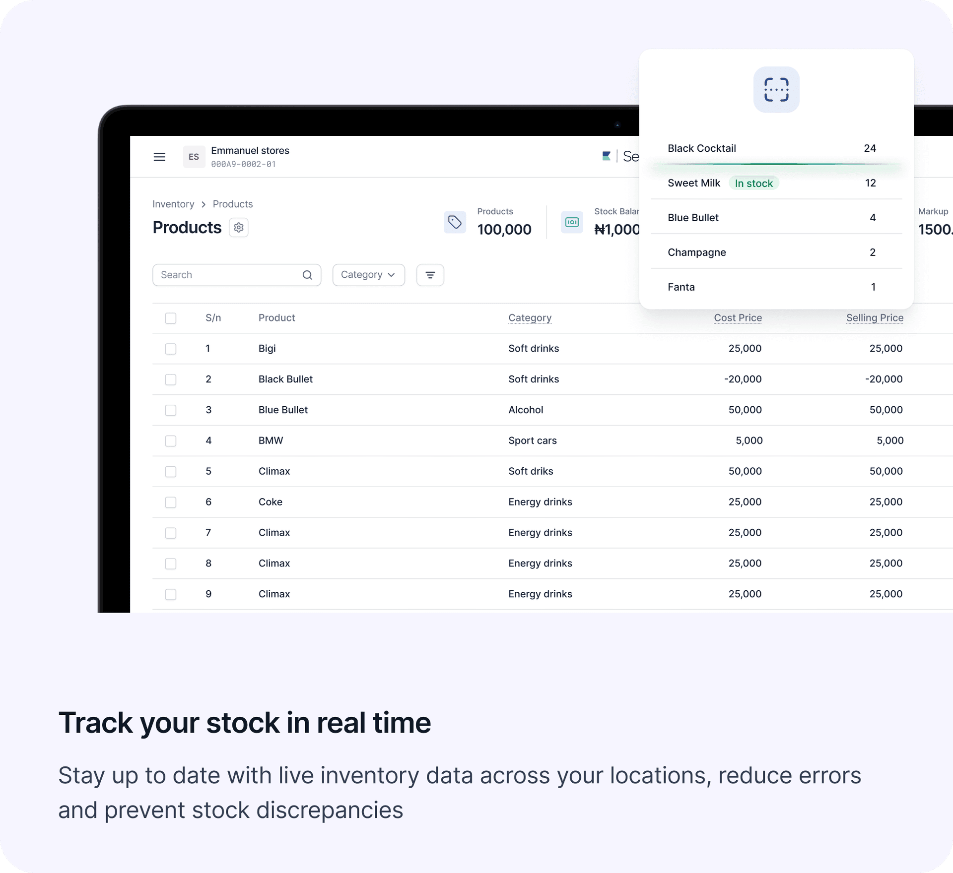 Track your stock in real time dashboard